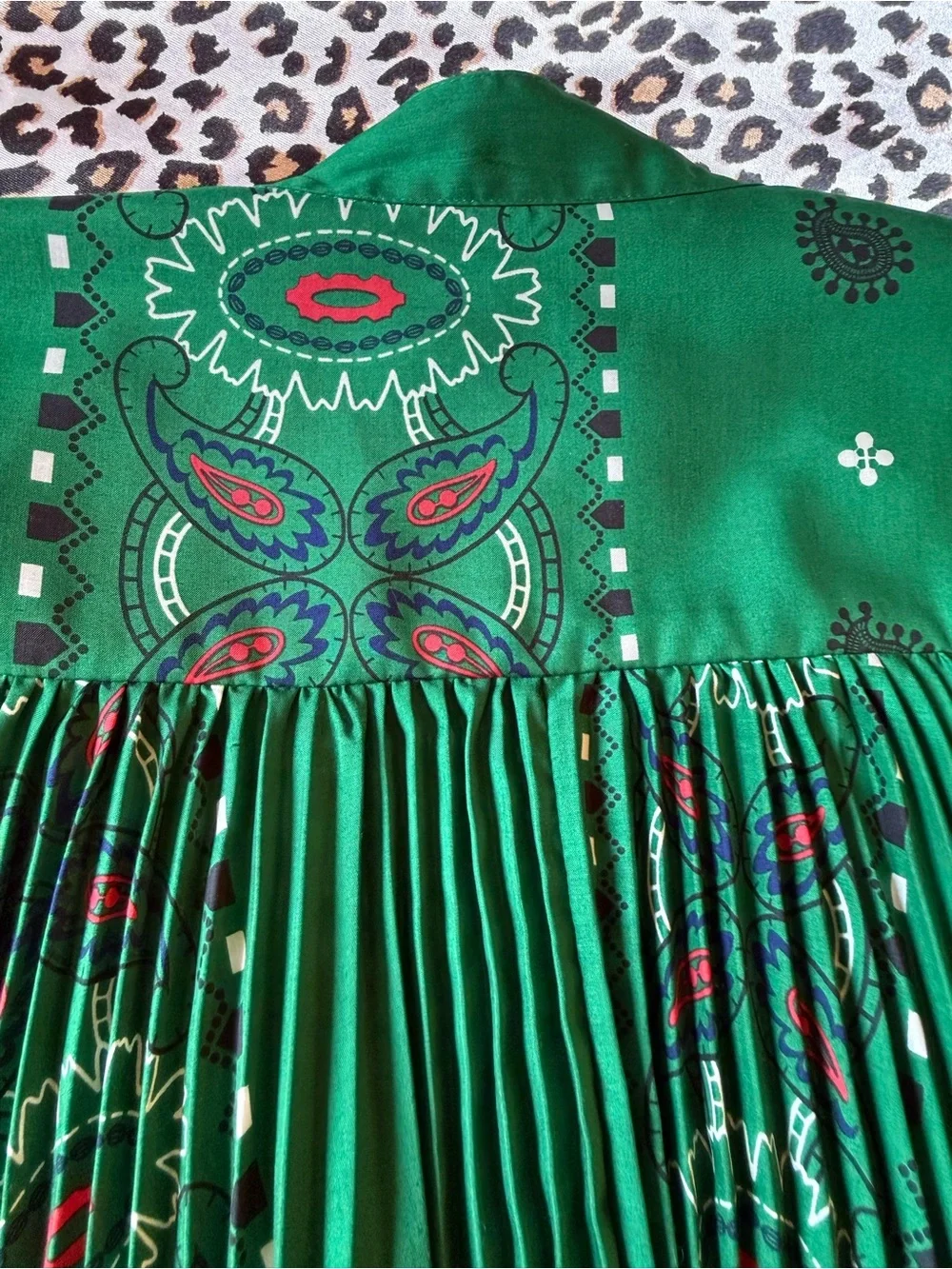 Sacai Navy Cardigan with Emerald Green Accents